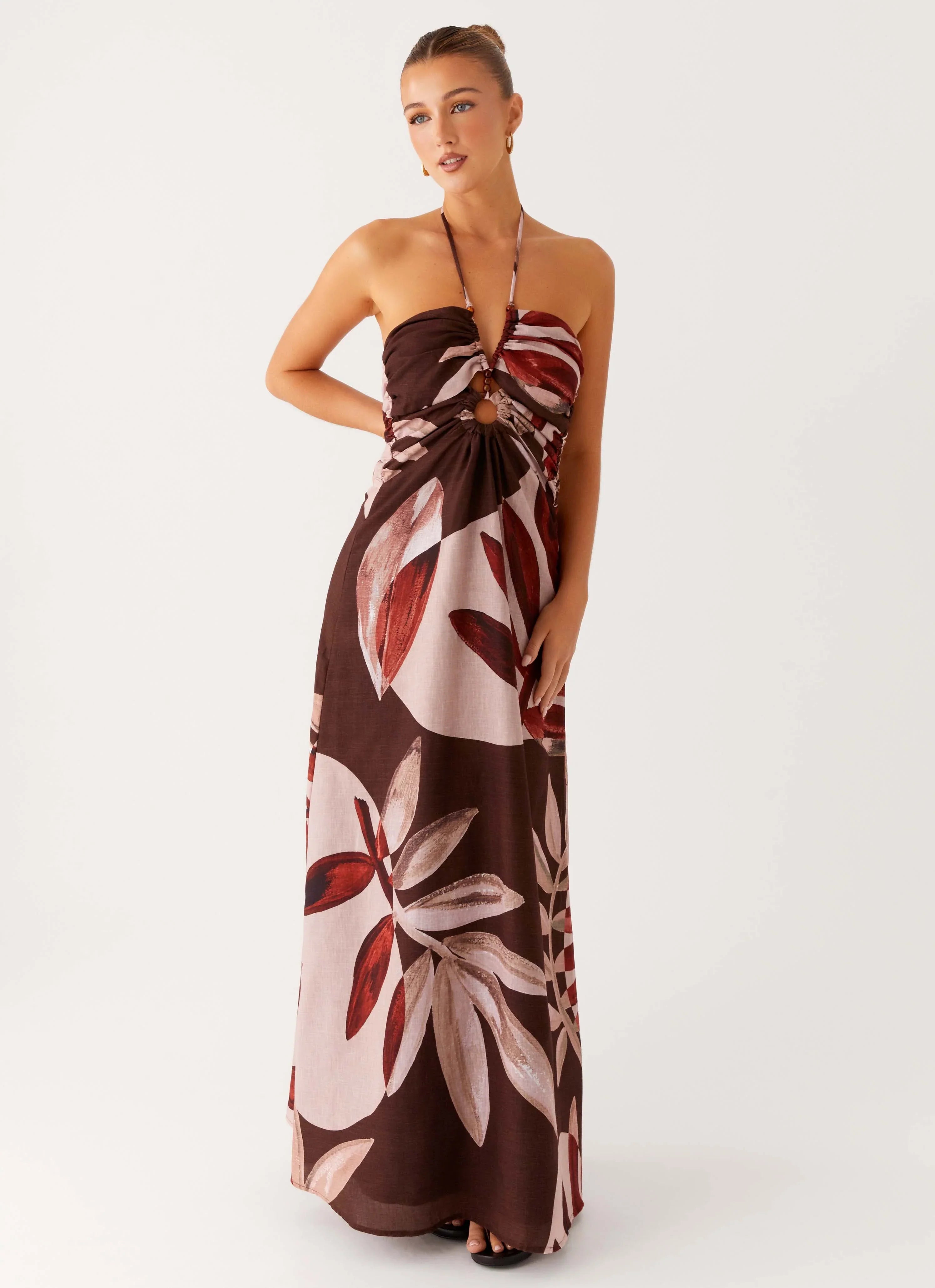 Ramona Linen Maxi Dress Cinnamon Palm