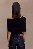 Sierra Asymmetrical Cashmere Blend Knit Top Black
