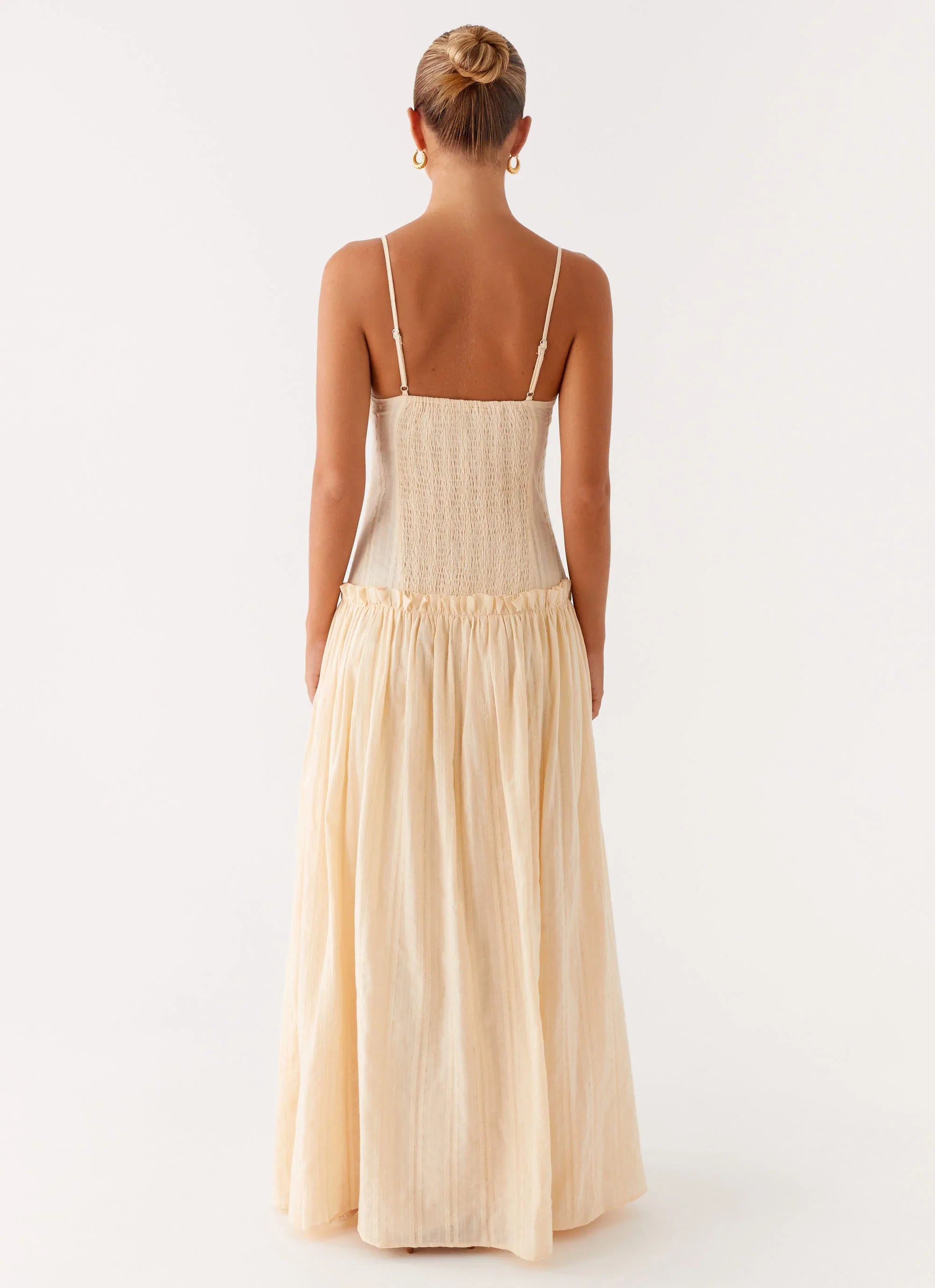 Jacinda Drop Waist Maxi Dress Cream