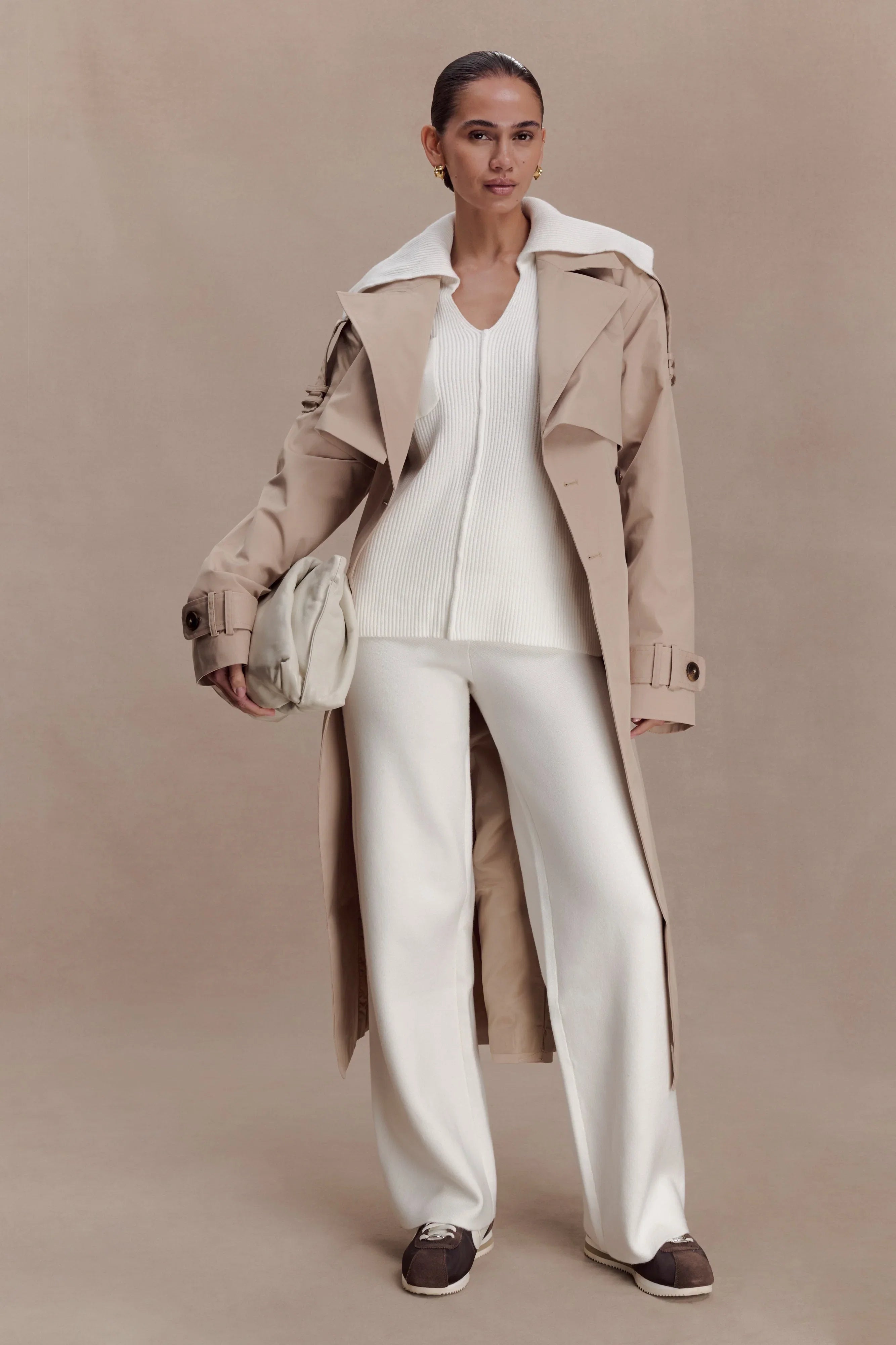 Bianka V Neck Knit Jumper Off White