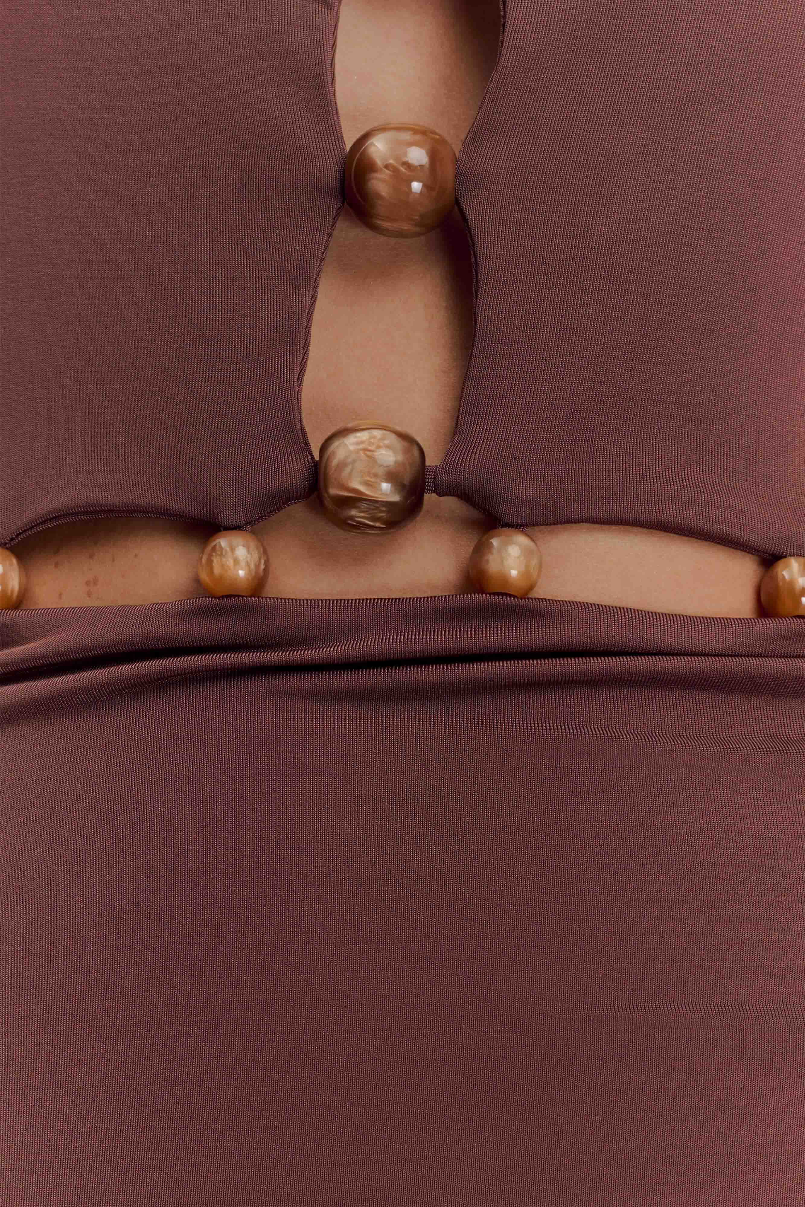 Albion Beaded Slinky Maxi Dress Chocolate