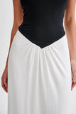 Ruby Strapless Slinky Maxi Dress Black White