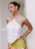 Tijana Beaded Halter Top Ivory