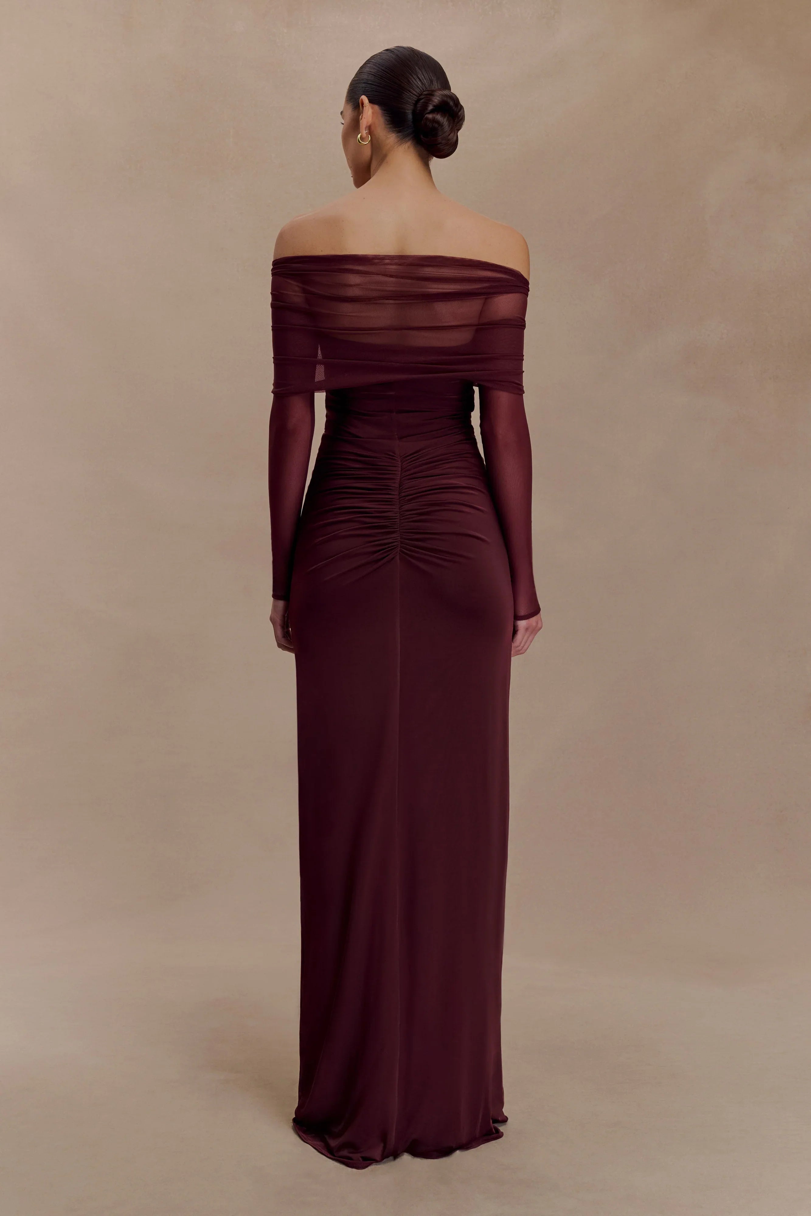 Rafaella Slinky And Mesh Maxi Dress Mahogany