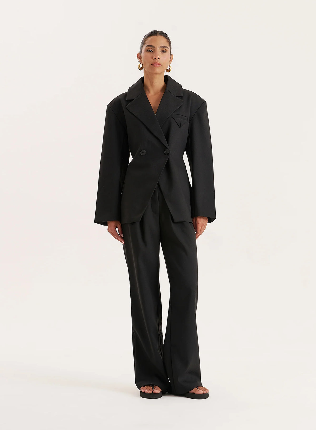 Black Tailored Wide Leg Trouser
