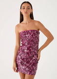 Seliora Sequin Mini Dress Plum