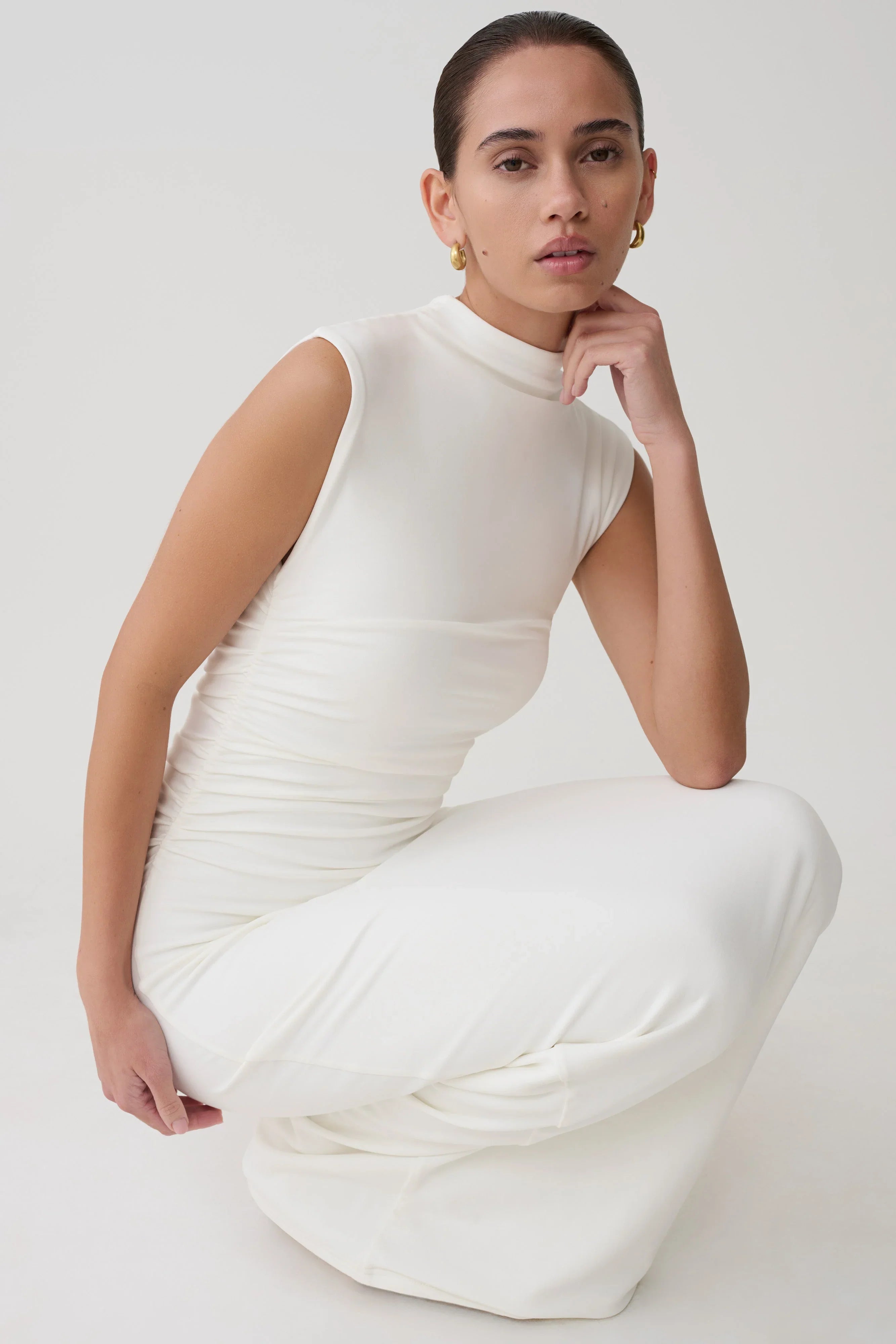 Elliot High Neck Sleeveless Maxi Dress White