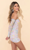 One Shoulder Dress in Purple Multi