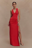 Kaiden Slinky Beaded Maxi Dress Desert Red