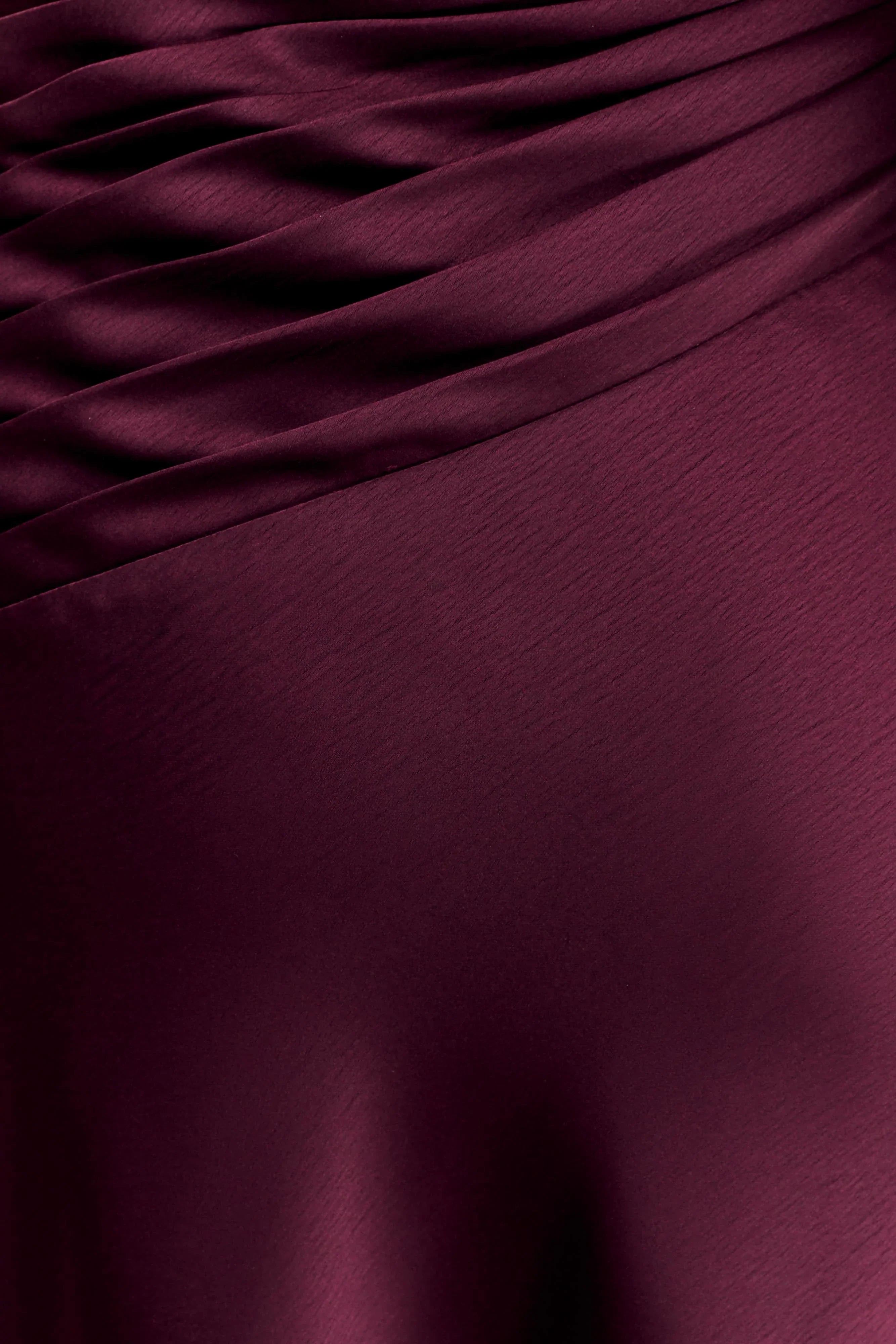 Lyla Asymmetrical Satin Maxi Dress Plum