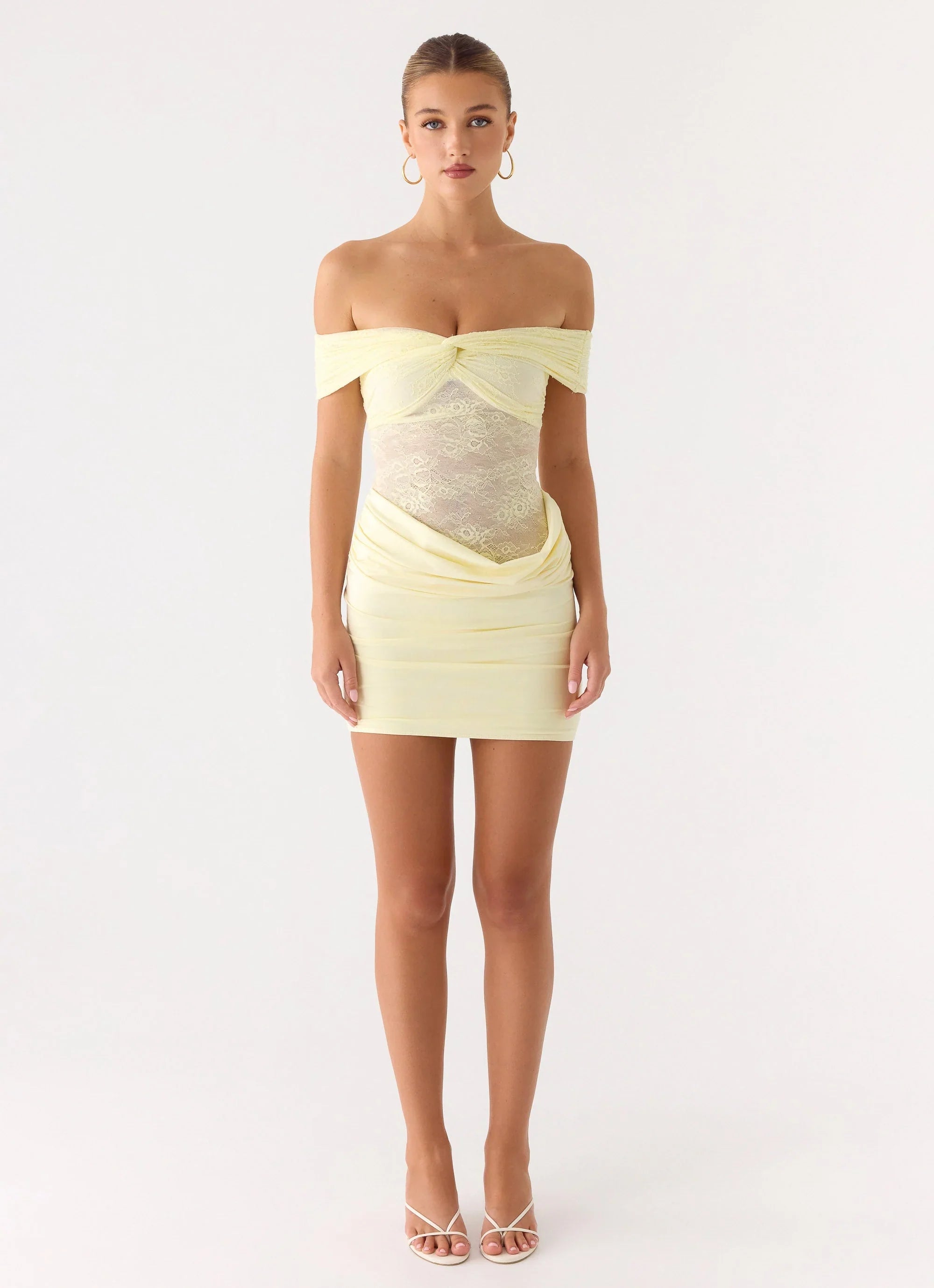 Either Way Off Shoulder Mini Dress Yellow