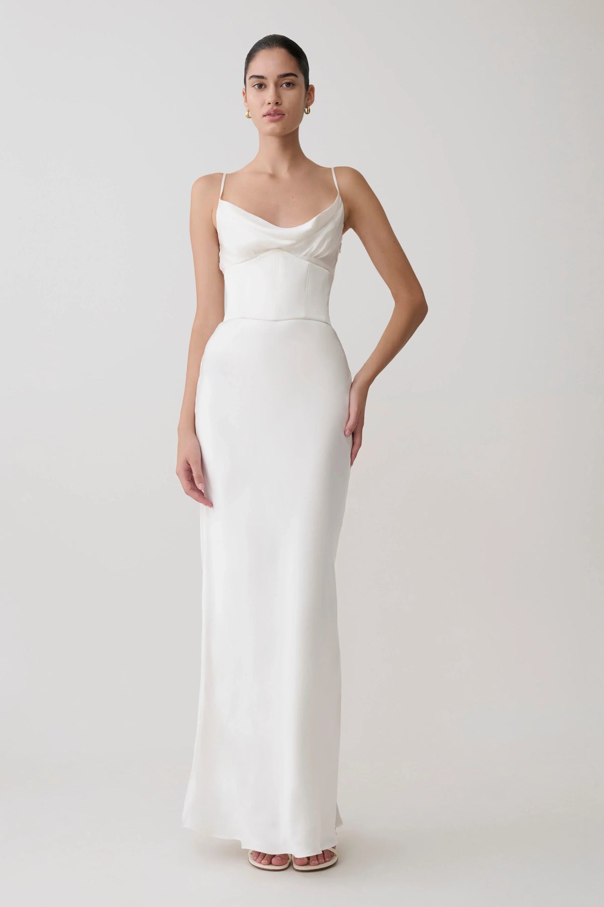 Seraphine Corset Satin Maxi Dress Ivory
