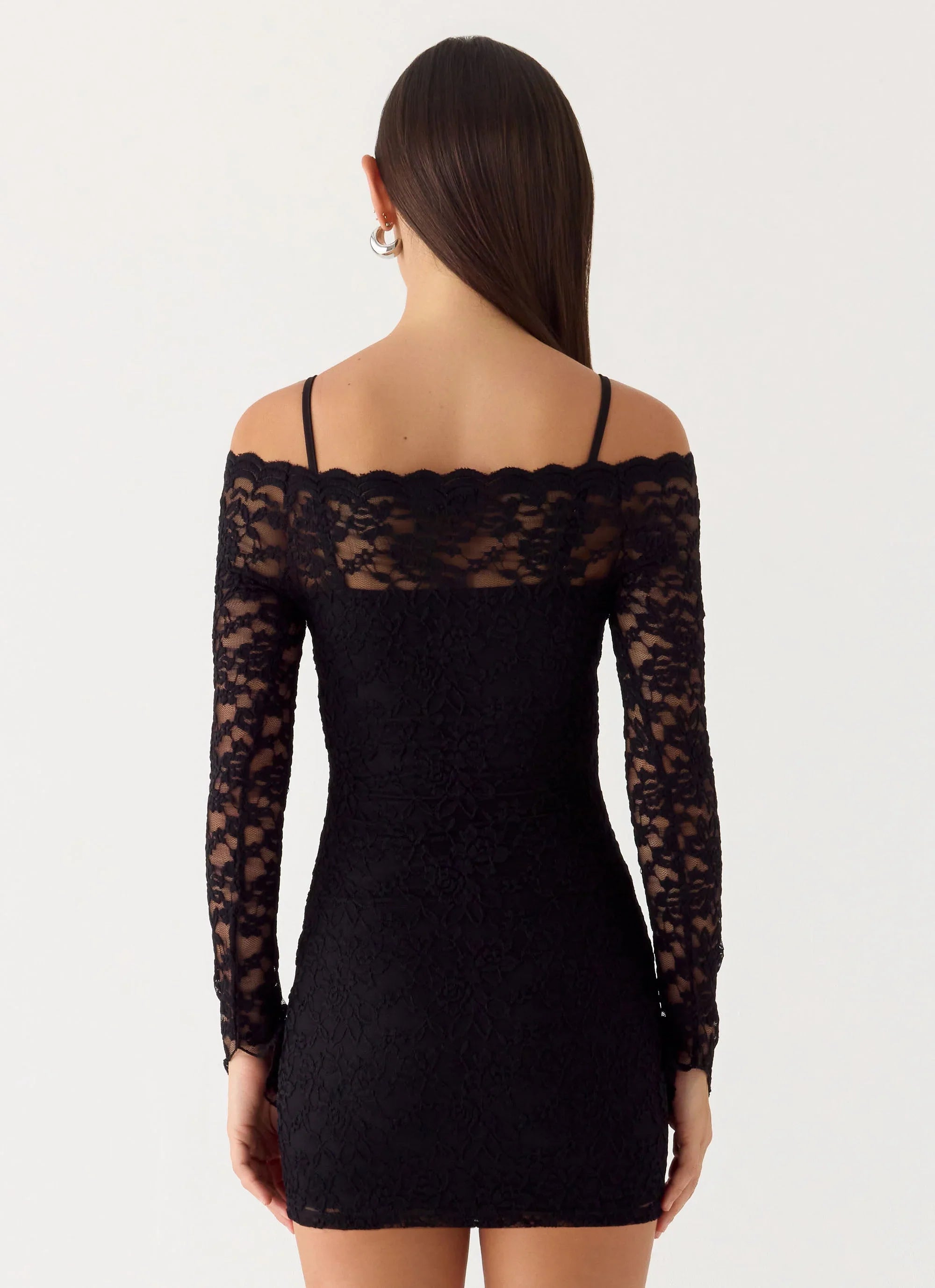 Just This Once Lace Mini Dress Black