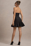 Koko Black Sweetheart Mini Dress With Ruffle Hem