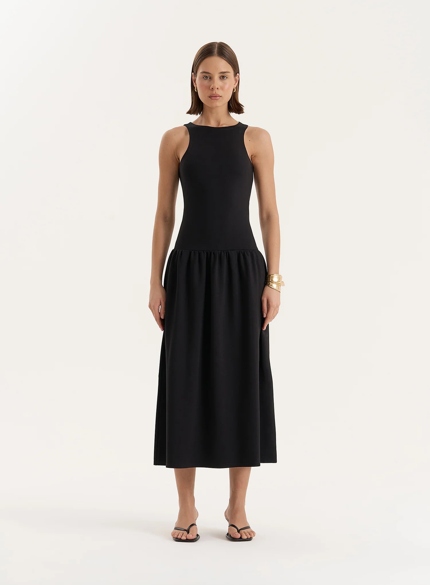 Black Jersey Drop Waist Dress