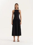 Black Jersey Drop Waist Dress