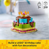 LEGO Birthday Party Cake Building Toy for Boys Girls Ages 7 Birthday Decoration with 10 Candle Accessories Craft for Kids 40815
