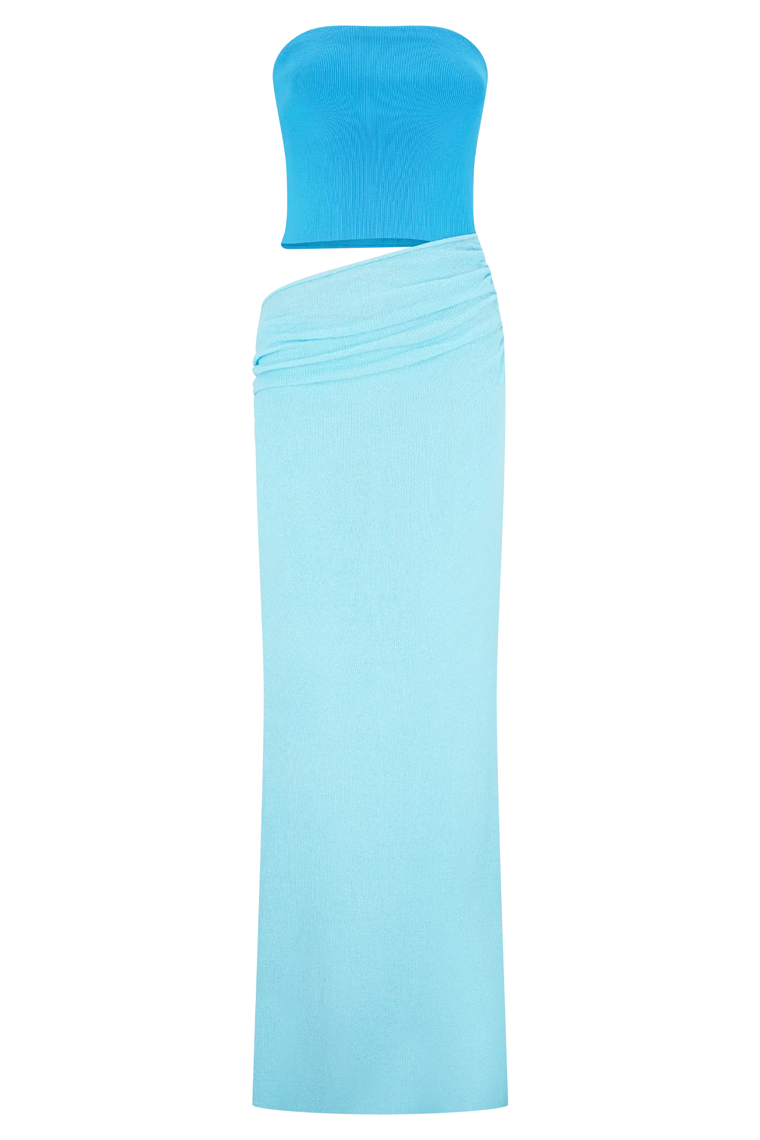 Jasiel Strapless Knit Maxi Dress Cyan Blue
