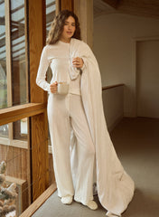 Ecru Printed Pointelle Trousers