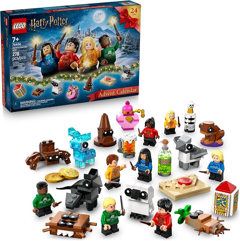 Lego Harry Potter Advent Calendar 2025 Kids Toy Holiday Countdown for Boys Girls 7 24 Buildable Surprises Including Harry Draco Luna Minifigures Kids Gift Idea for Christmas 76456