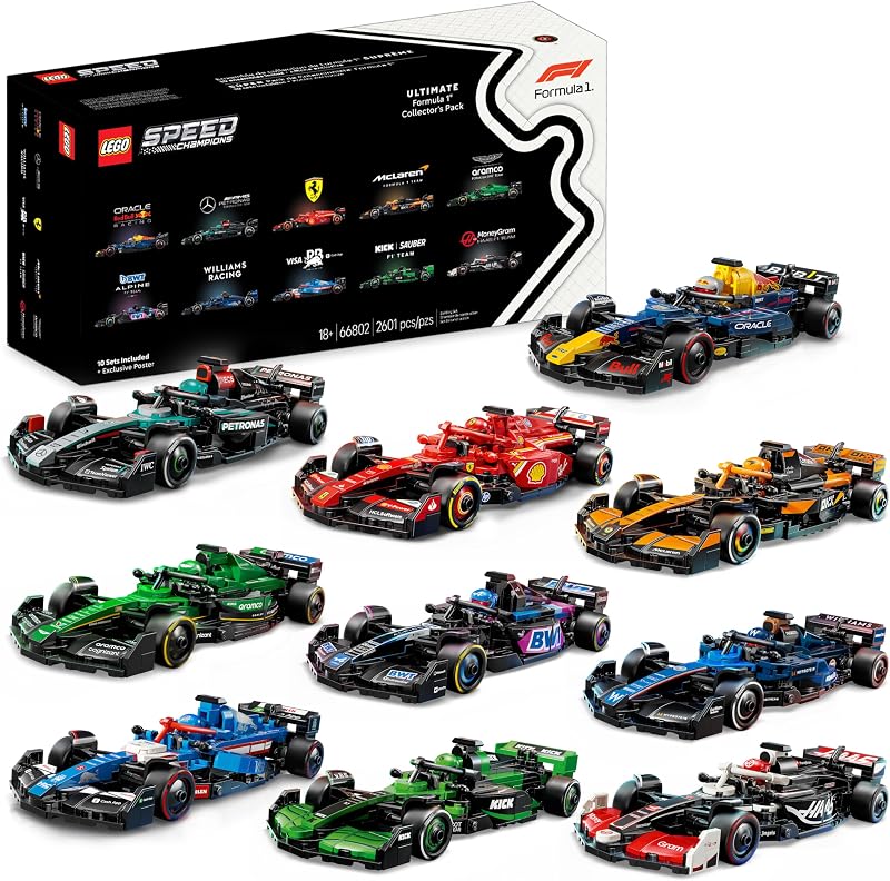 LEGO Speed Champions Ultimate Formula 1 Collectors Pack Contains 10 Sets in 1 Includes Exclusive Poster Collectible F1 Model Car Kit Gift for Race Car Fans 66802