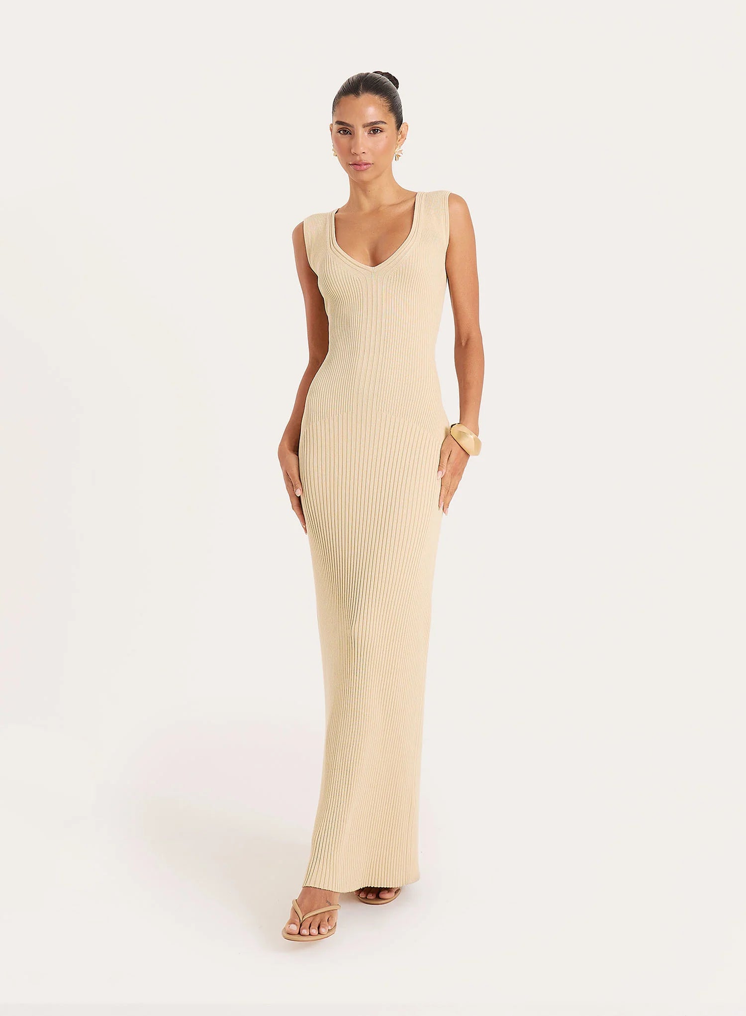 Lemon Knitted Sleeveless Maxi Dress