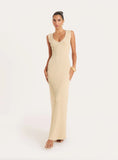 Lemon Knitted Sleeveless Maxi Dress