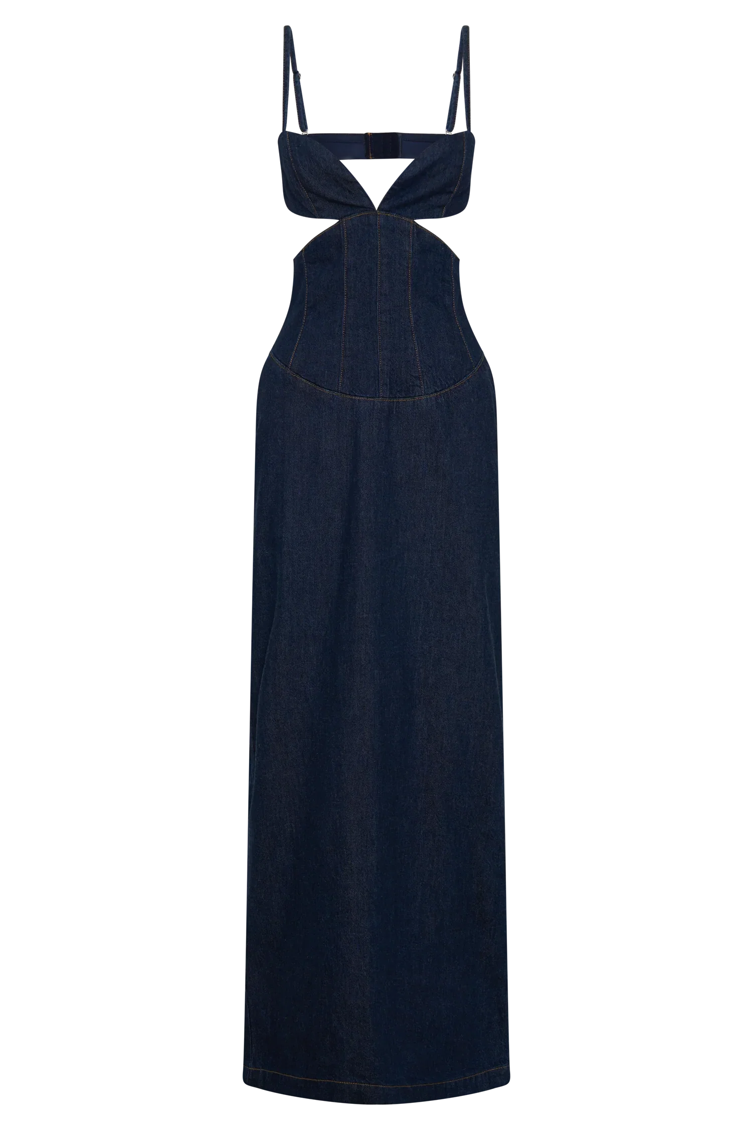 Amila Denim Cupped Maxi Dress Indigo Blue