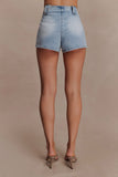 Erin Mid Rise Denim Shorts Washed Light Blue