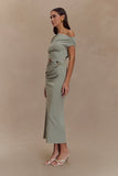 Kendra Scuba Jersey Midi Dress With Hardware Sage