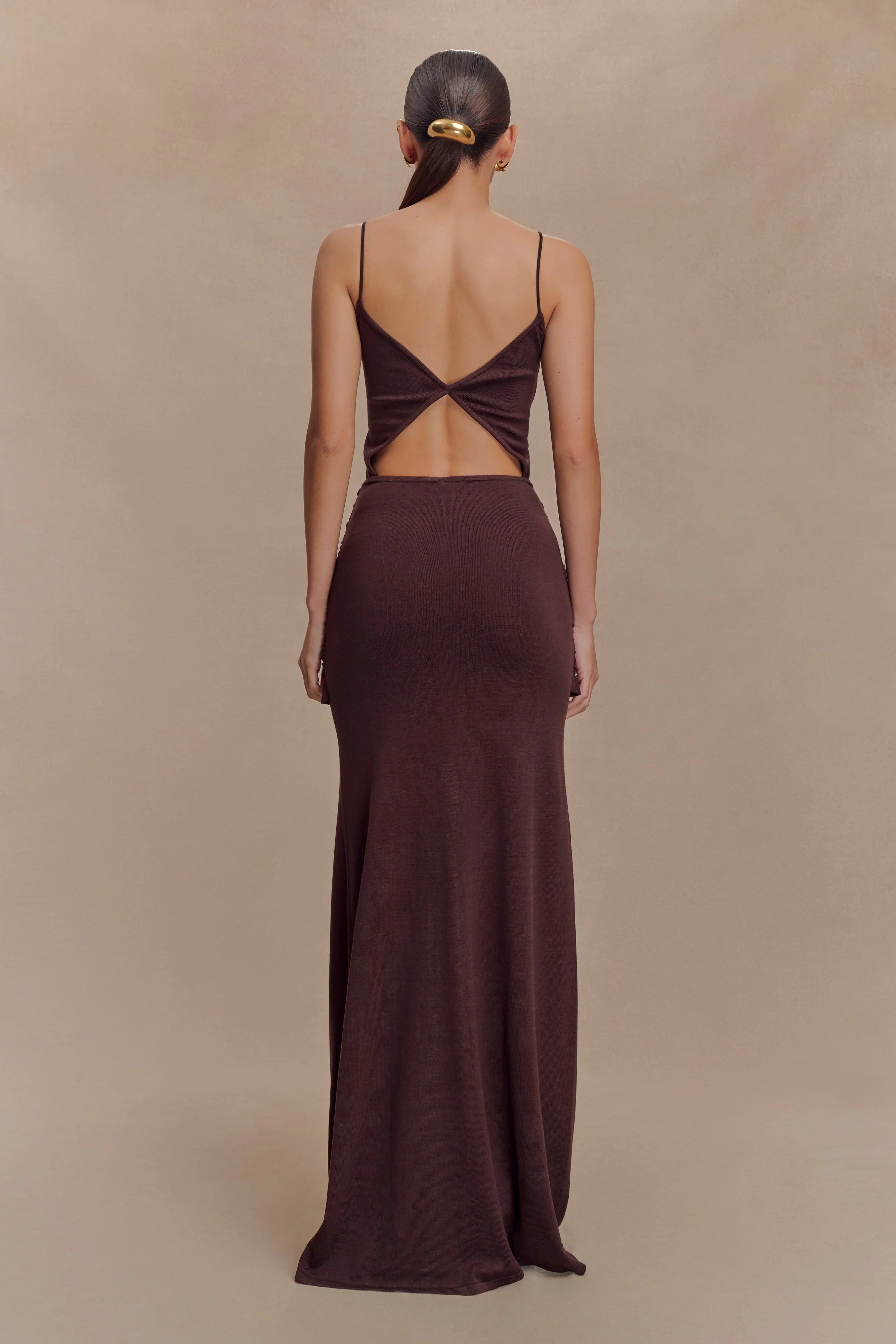 Reama Wrap Over Knit Maxi Dress Chocolate