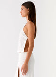 Griff Backless Jacquard Top White