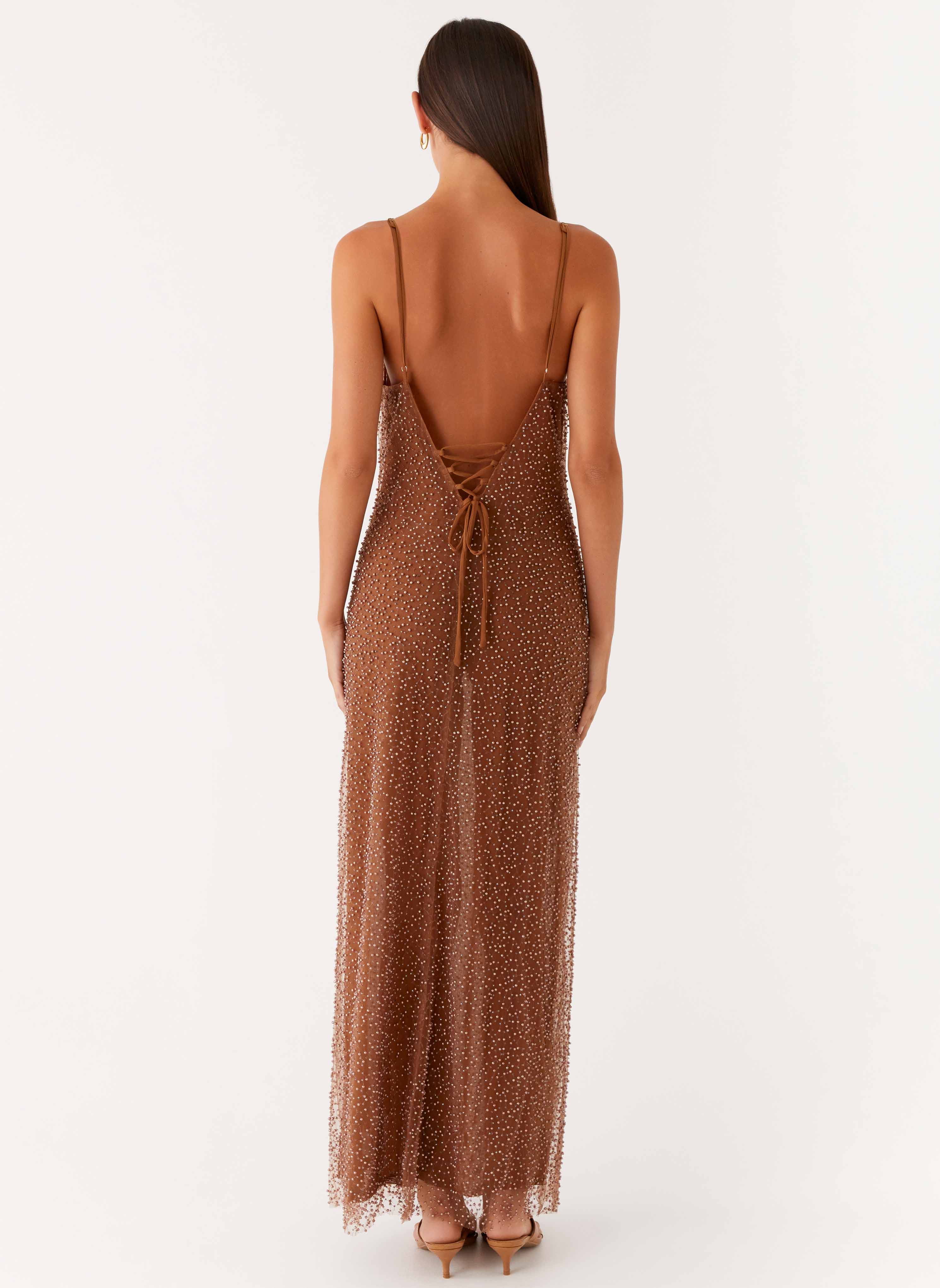 Zuella Beaded Maxi Dress Chocolate