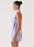 Melisande Scarf Neck Mini Dress Lavender