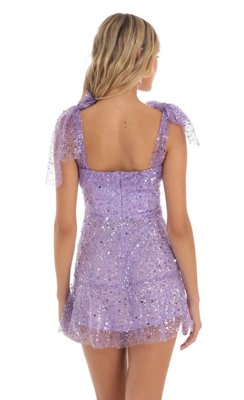 Sequin Mini Dress in Purple