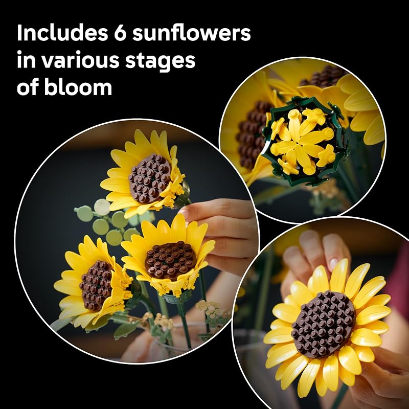 LEGO Botanicals Sunflower Bouquet Building Set for Adults Ages 18 Gift for Birthdays Artificial Flowers for Home Office Bedroom or Desk Decor 11502