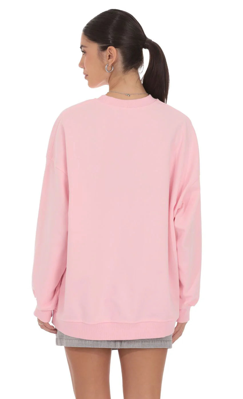 Lucy Oversized Crewneck in Pink