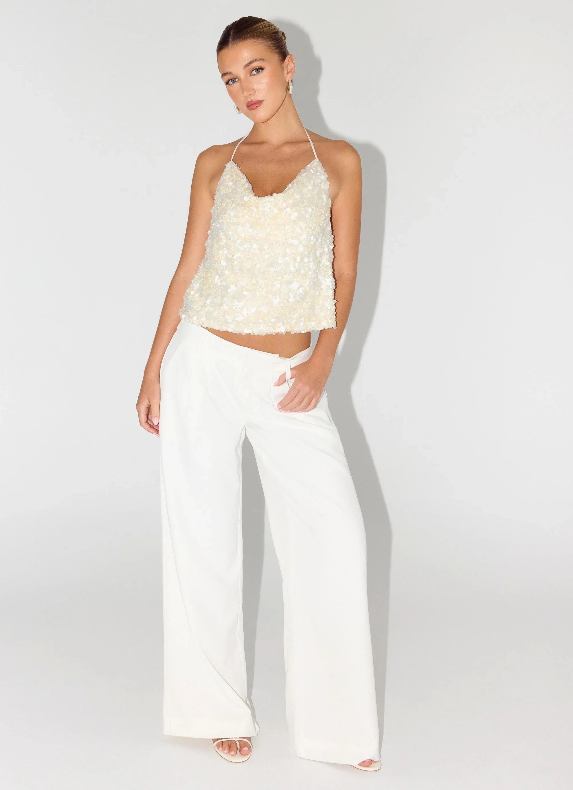 Amelita Sequin Top Ivory