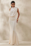 Umaira Cream High Neck Maxi Dress