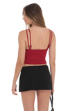 Corset V Neck Top in Red