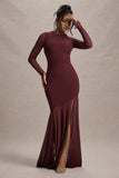 Tigerlily Port Mesh Long Sleeve Open Back Maxi Dress