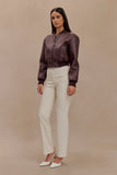 Codi Faux Leather Bomber Jacket Merlot