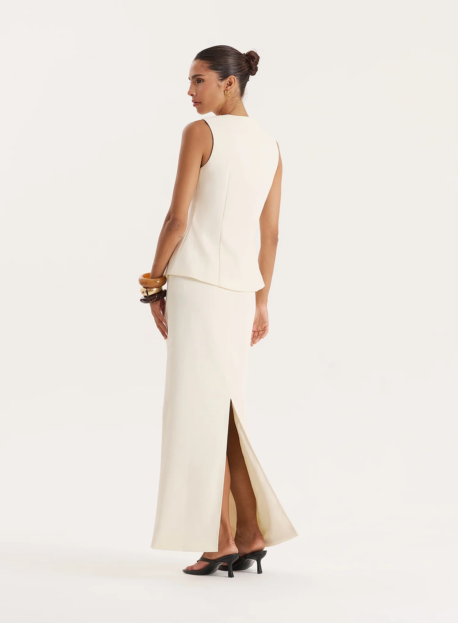 Cream Tailored Cinched Waistcoat