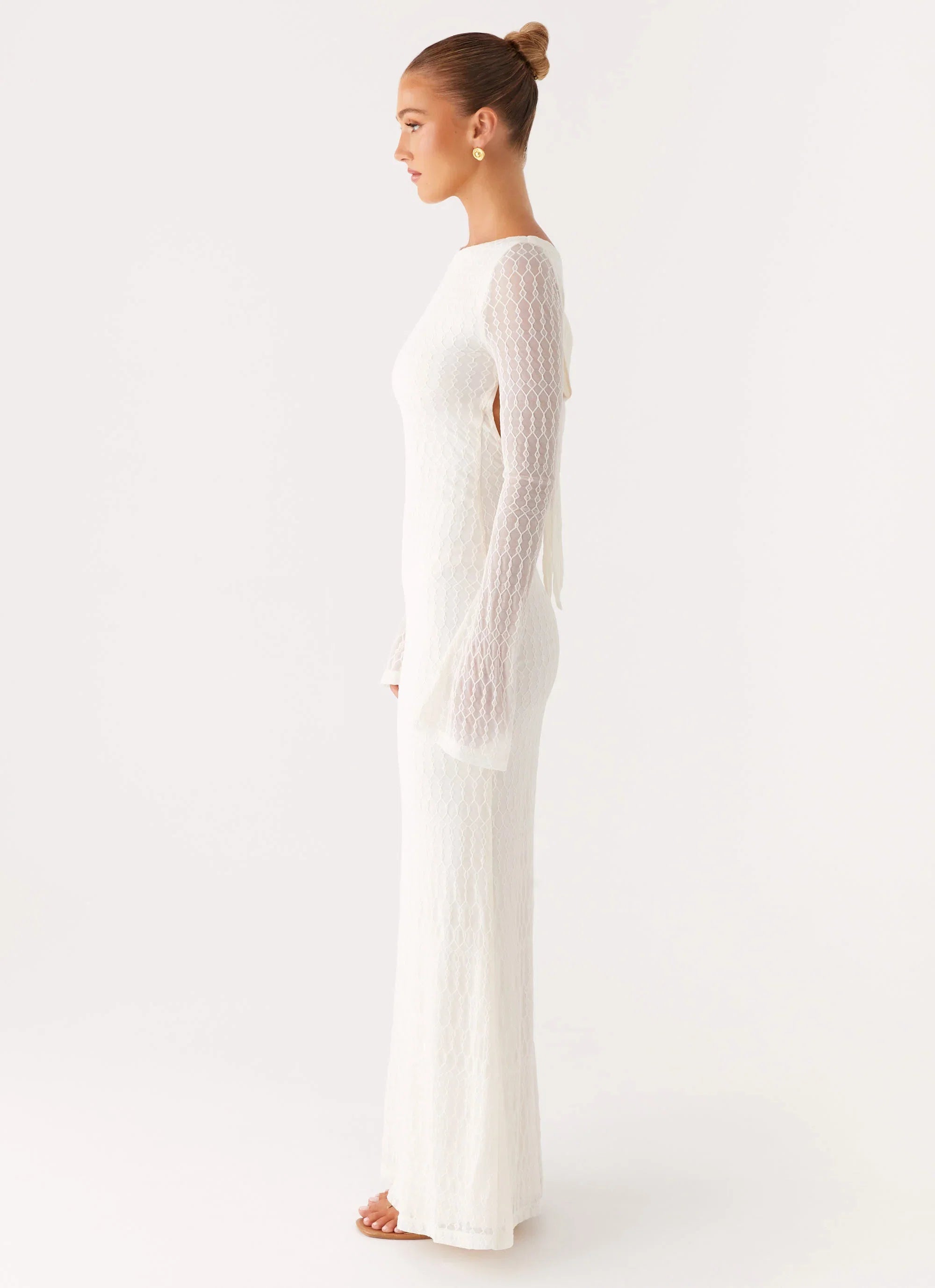 Ethereal Long Sleeve Maxi Dress Ivory