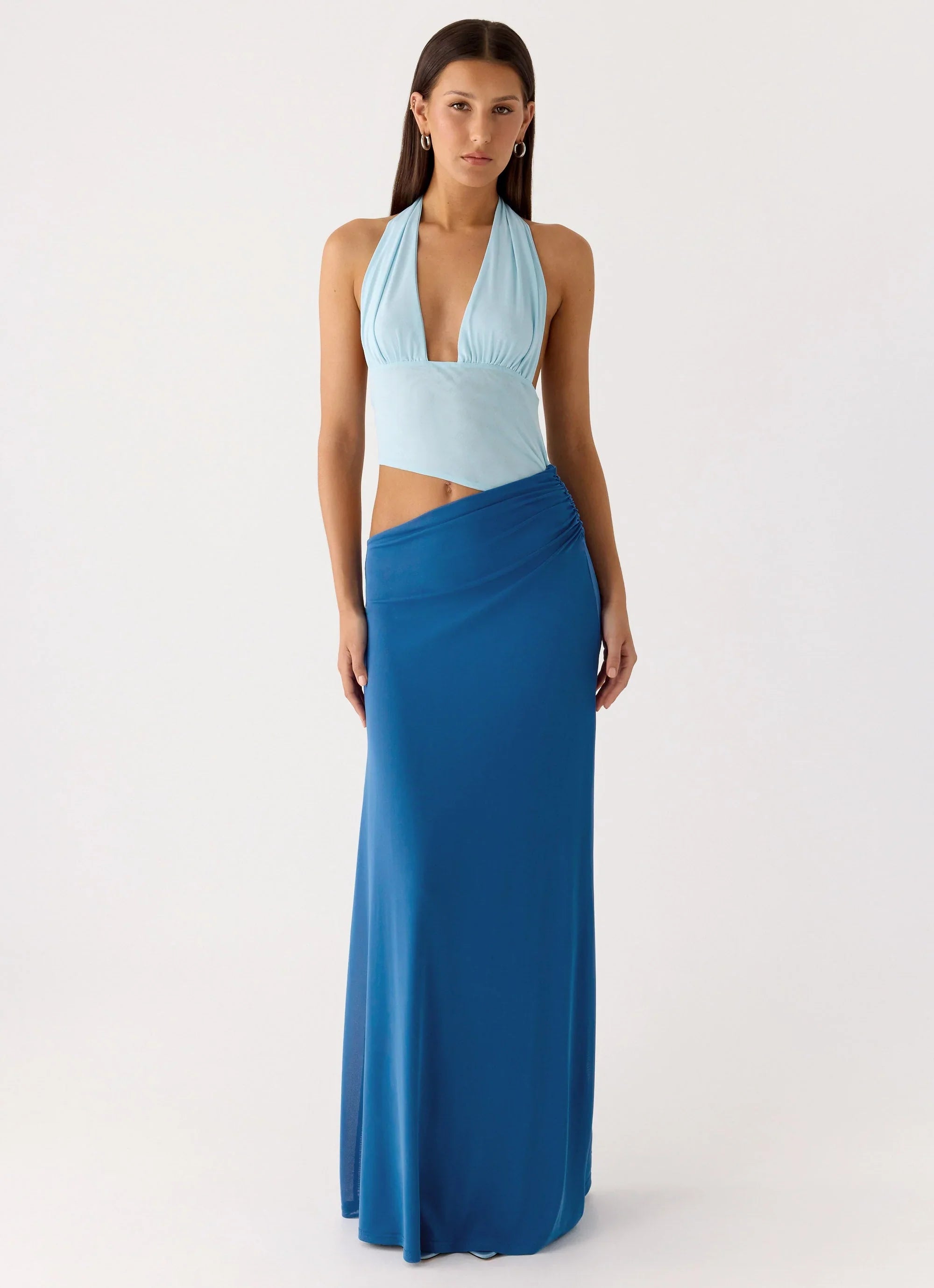 Saresther Halter Neck Maxi Dress Blue