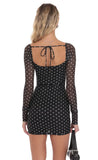 Polka Dot Long Sleeve Bodycon Dress in Black