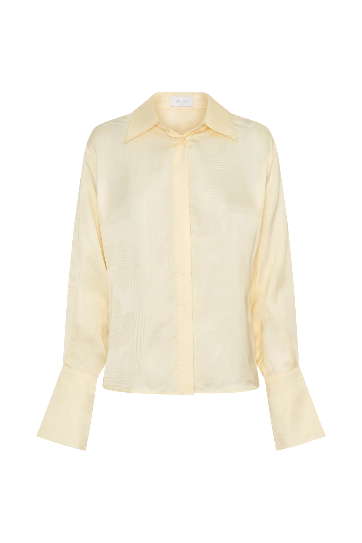 Gia Long Sleeve Satin Shirt Buttermilk