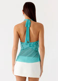 Feature Me Beaded Top Blue