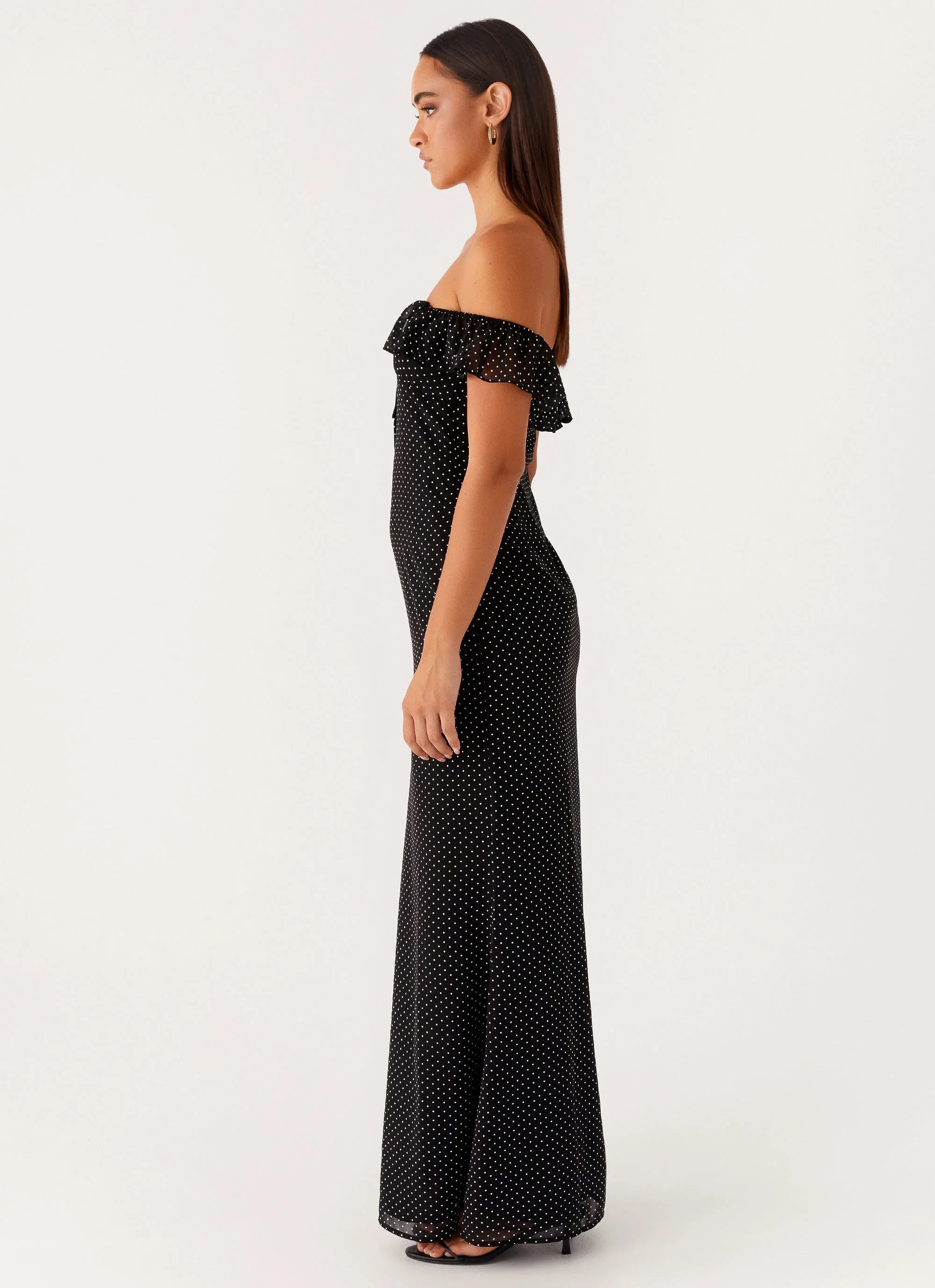 Scarlet Cherry Maxi Dress Black Polka Dot