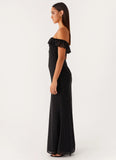 Scarlet Cherry Maxi Dress Black Polka Dot